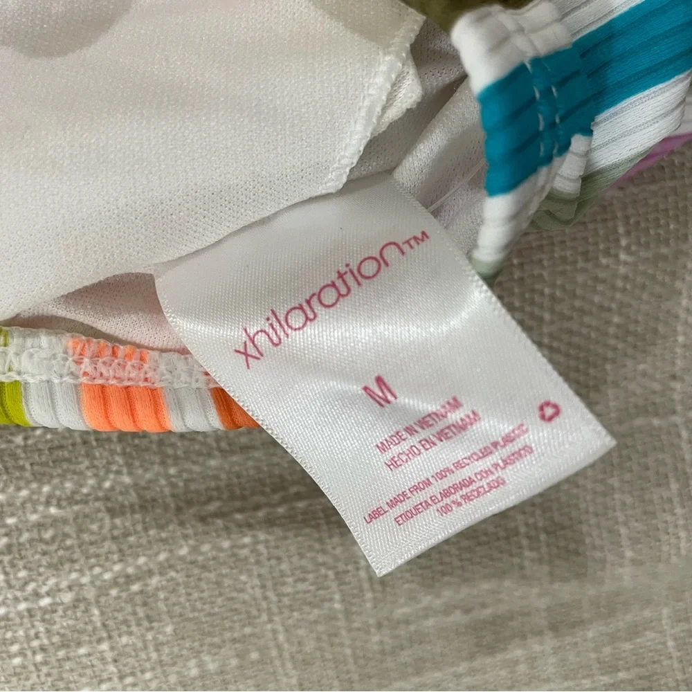 NWT Xhiliration Multicolored Stipe Bikini Top Size M